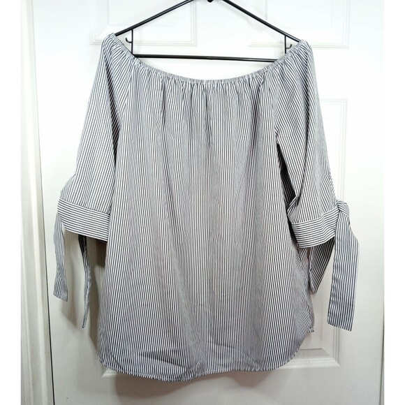 Stem & Vine Black & White Stripe Off Shoulder Medium - Picture 3 of 4